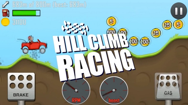 O Gato joga: Hill Climb Racing
